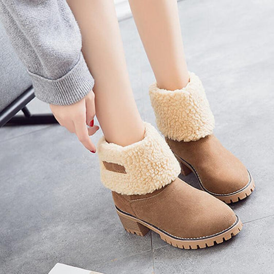 Winter Chunky Suede Round Toe AnkleBoots