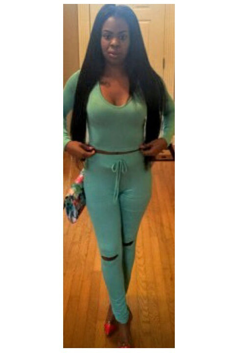 Pure Color Hooded Crop Top with Cut Out Skinny Pants Two Pieces Set