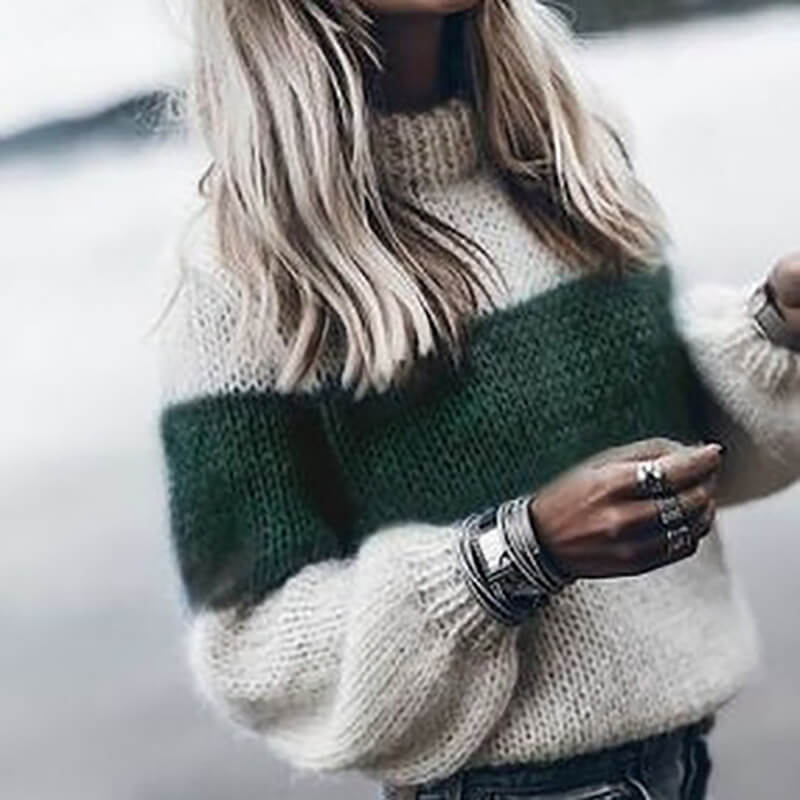 Oversized Colorblock Mohair Sweater