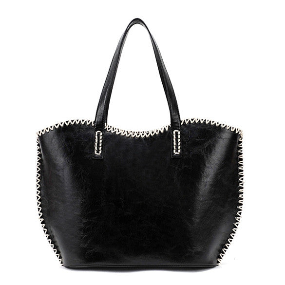 Women's Girls Fashion Western Pattern Plaited Side PU Leather Tote Bag Shoulder Bag Handbag