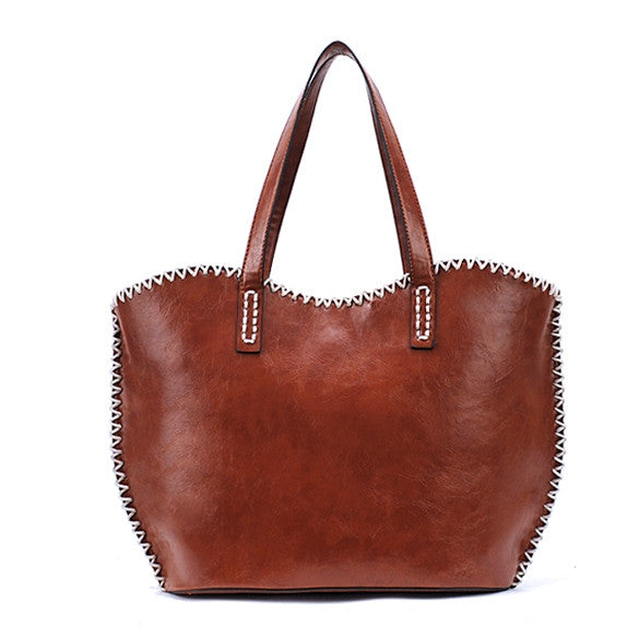 Women's Girls Fashion Western Pattern Plaited Side PU Leather Tote Bag Shoulder Bag Handbag