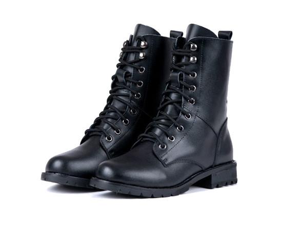 Women's Cool Black PUNK Military Army Knight Lace-up Short Boots - Oh Yours Fashion - 6