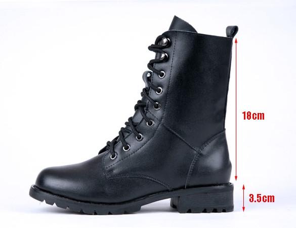 Women's Cool Black PUNK Military Army Knight Lace-up Short Boots - Oh Yours Fashion - 10