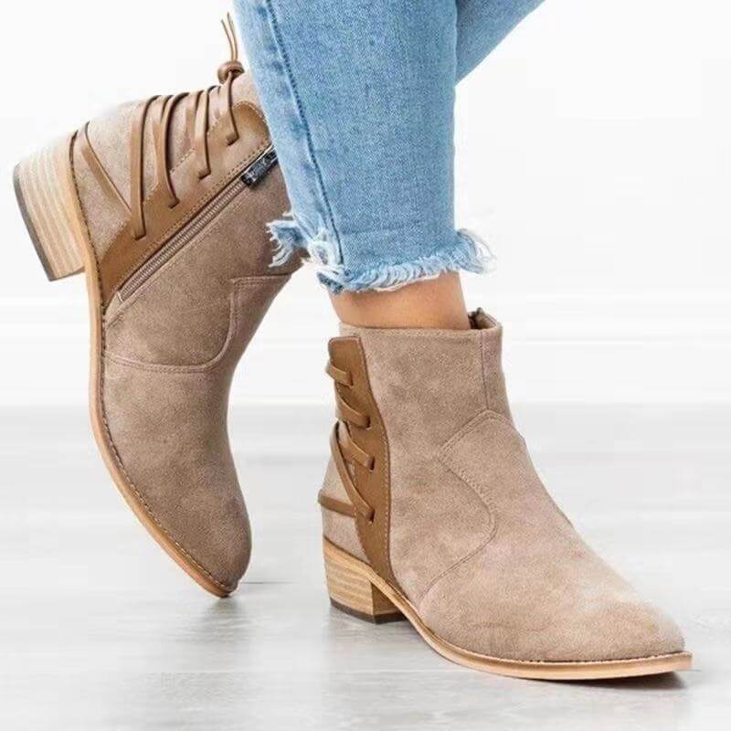 Low Heel Suede Ankle Boots