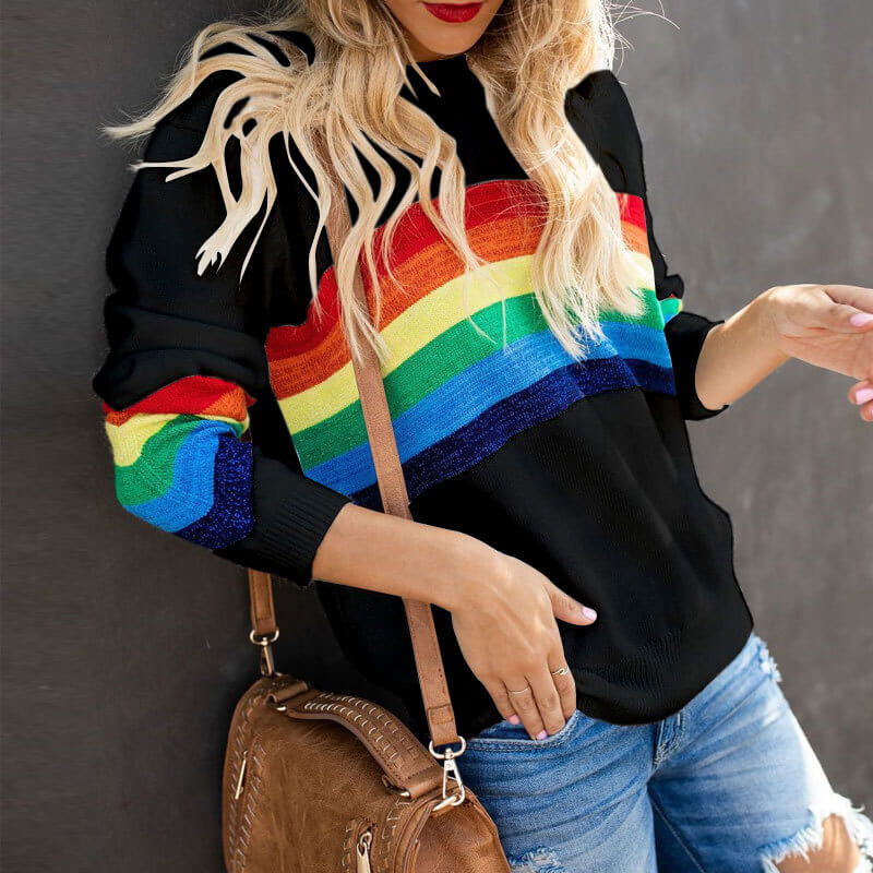 Rainbow Pattern Loose Sweater