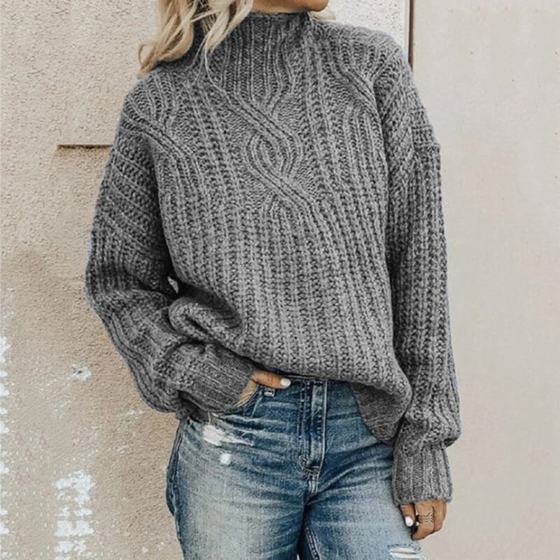 Ribbed Turtleneck Thick Sweater