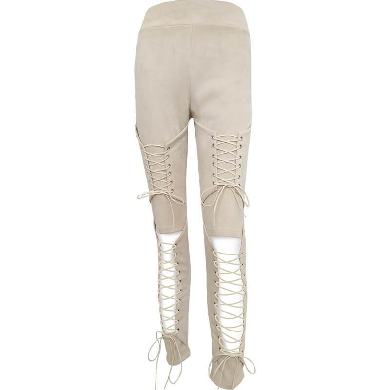 Polyester High Waist Cutout Pants For Winter