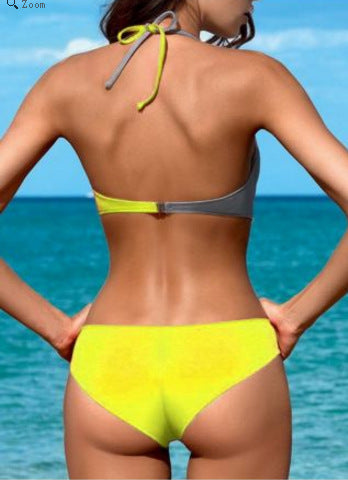 Plus Size Halter Colorblock Strappy Low Rise Bikinis
