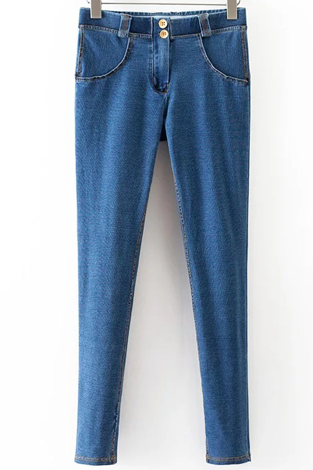 Patchwork Low Waist Solid Color Long Skinny Pants Jeans