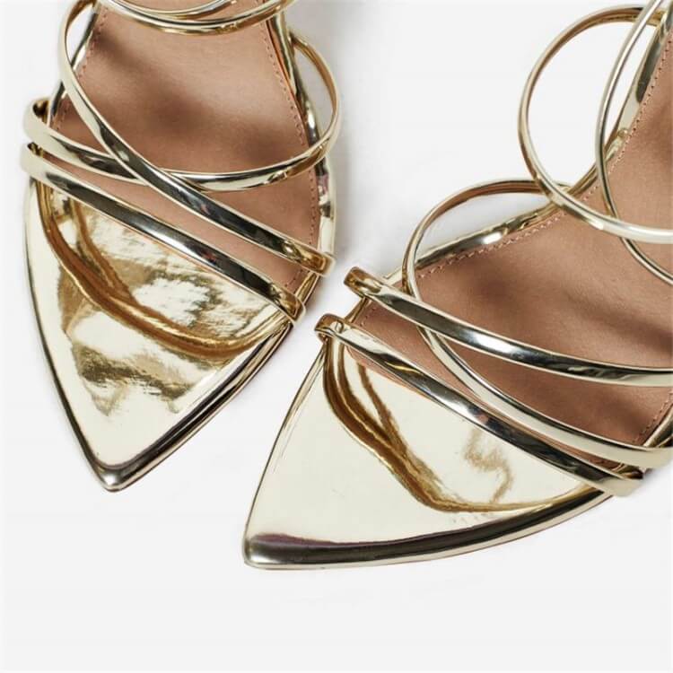 Fashion Leather Pointed Toe Ankle Strap Sandals