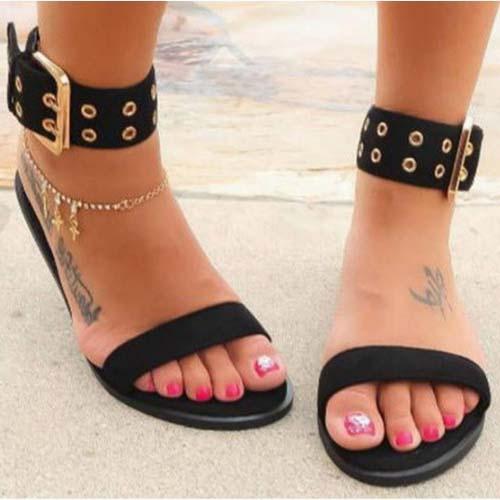 Open Toe Buckle Round Toe Sandals
