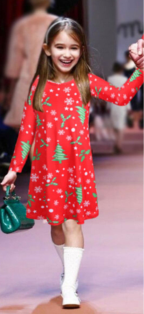 Christmas Theme Short Parent-child Dress