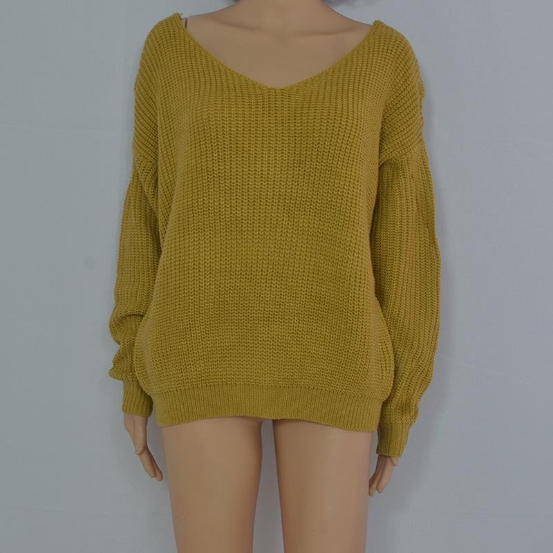 Crewneck Open Back Pullover Sweater