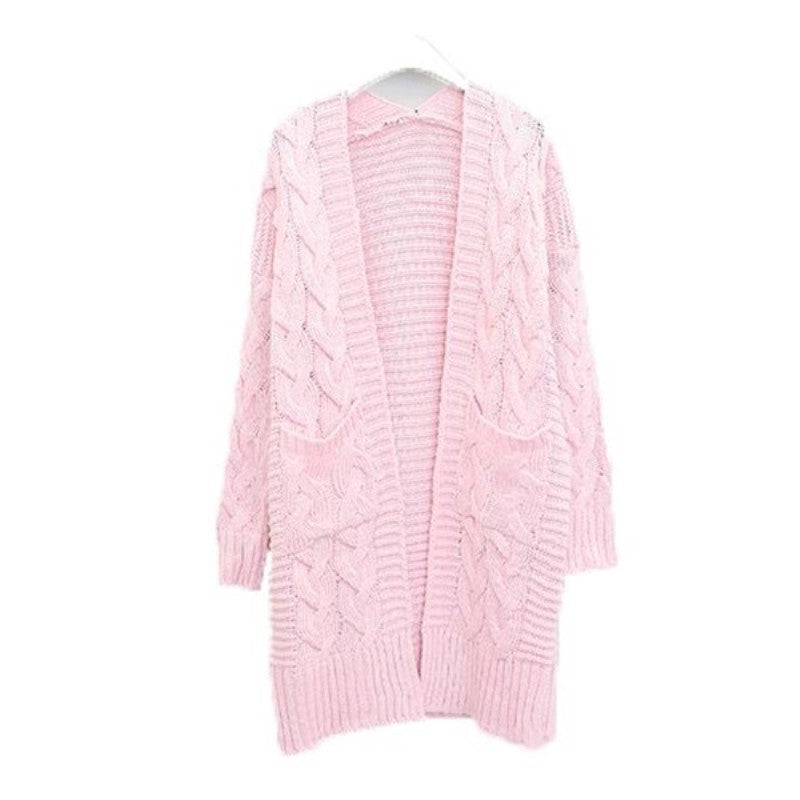 Cable Knit Two Big Pockets Oversized Women Cocoon Cardigan