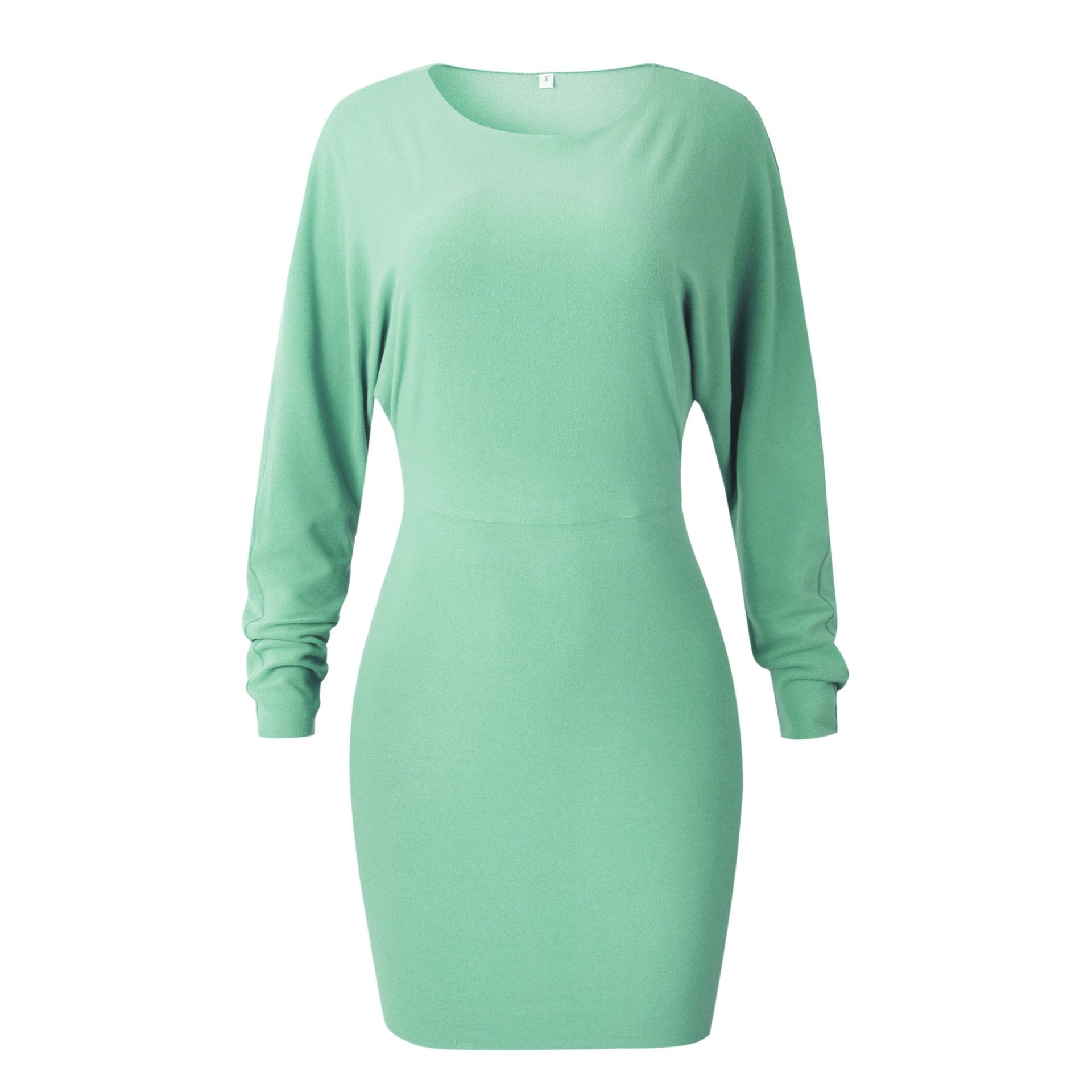 2019 Solid Color Long Sleeves Women Bodycon Short Dress