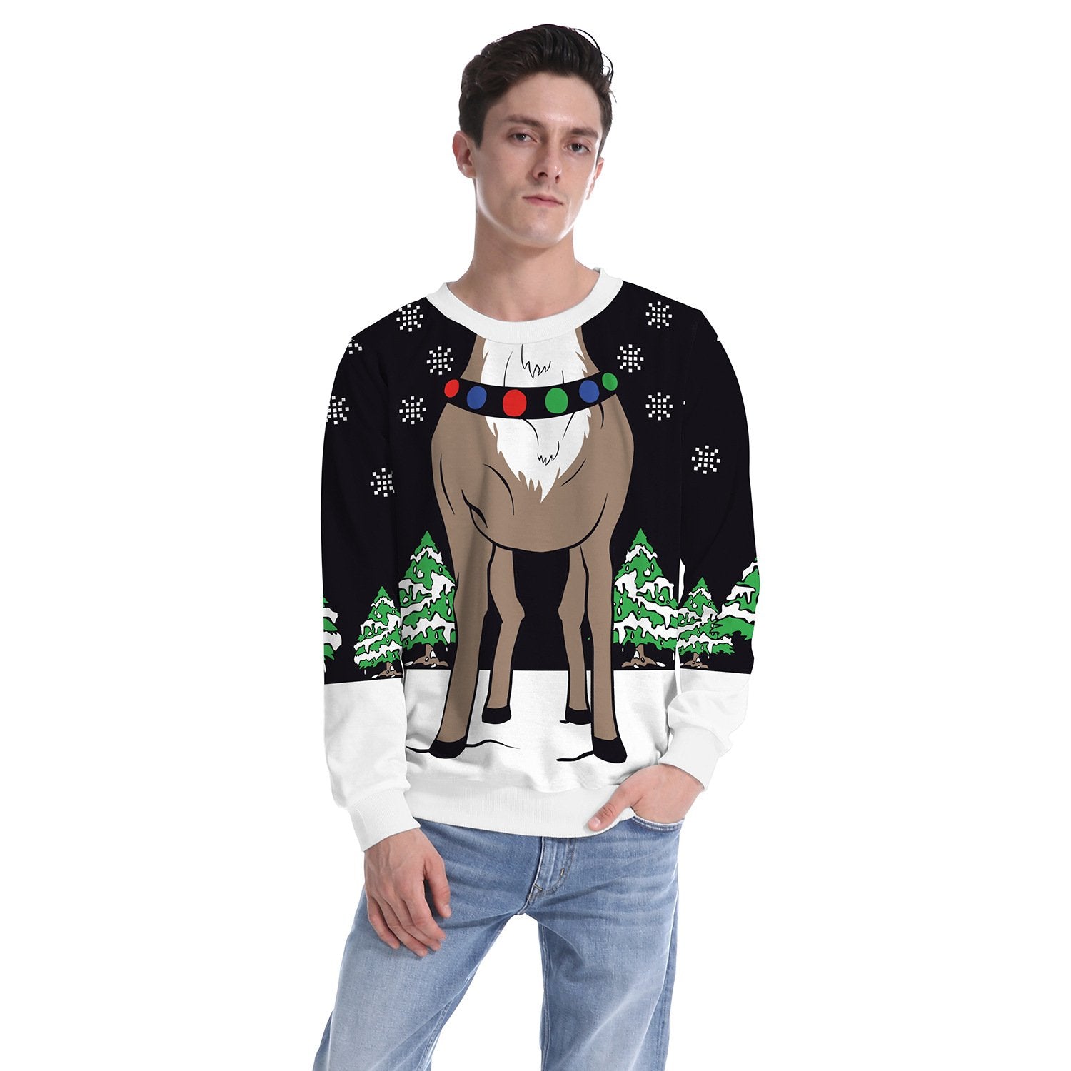 3D Reinbeer Print Women Scoop Christmas Party Sweatshirt