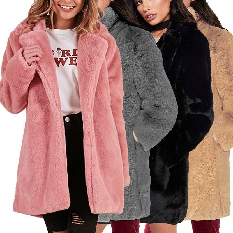 Faux Fur Lepel Candy Color Women Oversized Teddy Coat