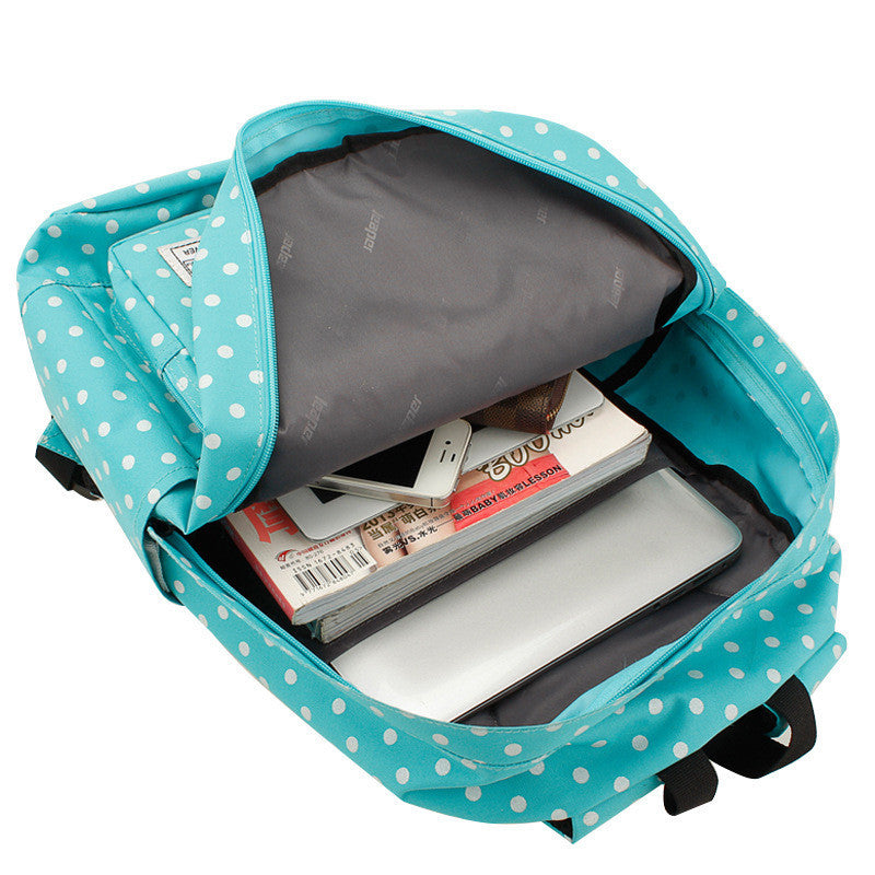 Polka Dot Print Korea School Backpack Travel Bag - Meet Yours Fashion - 6