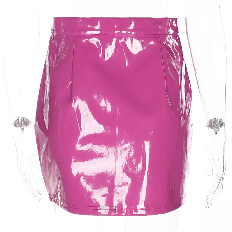 Sexy Leather Bodycon Zipper High Waist Mini Skirts