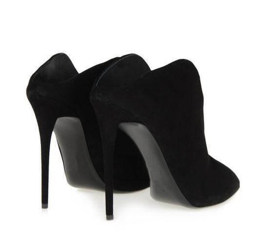 Black Suede Pointed Toe Mules Pumps