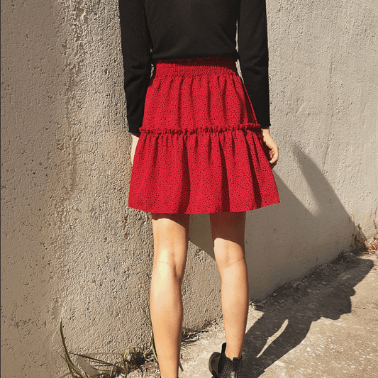 Cute Loose Dot Ruched Strap Mini Skirts