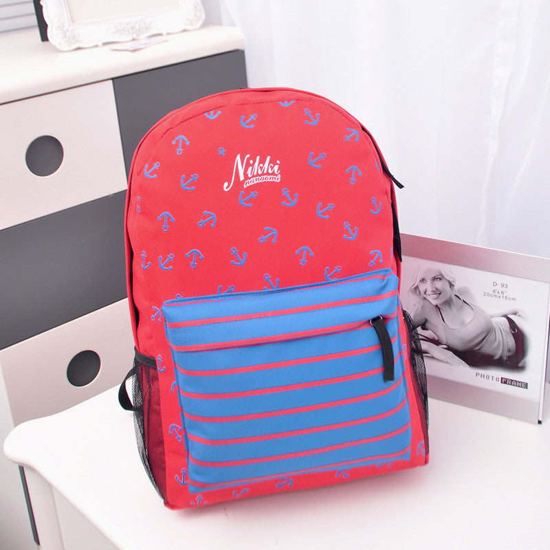 Anchor Print Hot style Navy Stripe Backpack