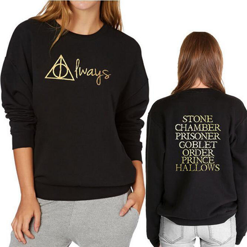 Back and Front Letter Print Loose Sweatshirt