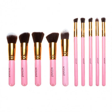 Acevivi Professional 10pcs Soft Cosmetic Tool Makeup Brush Kit Cosmetics Foundation Brush With Pouch