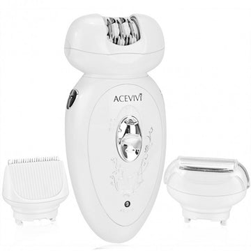 Acevivi 3 In 1 Set Rechargeable LED Indicator Light Lady Epilator Shaver Clipper Head With Brush White