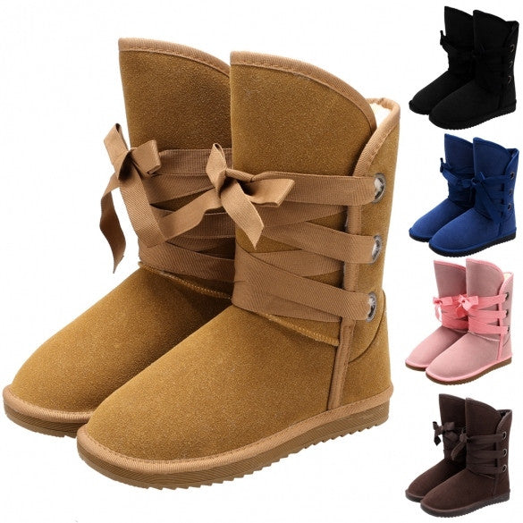 Fashion Women Winter Thick Snow Boot Faux Fur Ankle Straps Boots Shoes