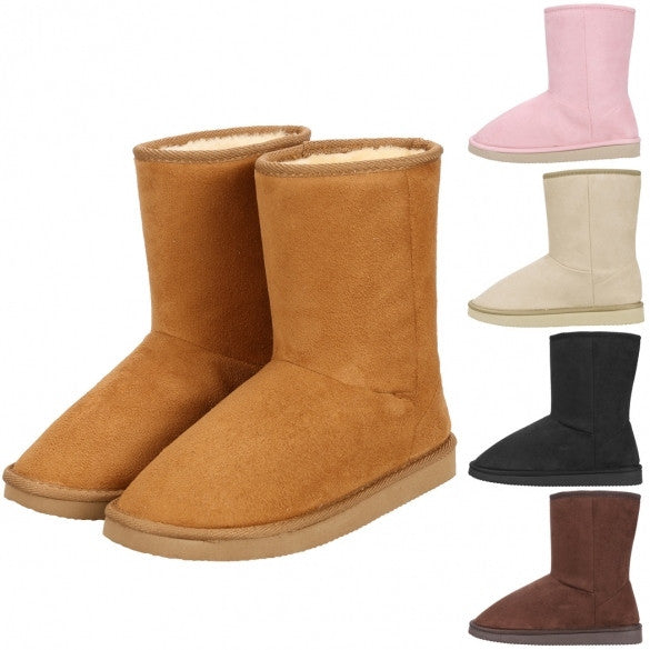 Fashion Women Winter Warm Solid Ankle Snow Boot Flat Heel Fleece Lined Size 36-40