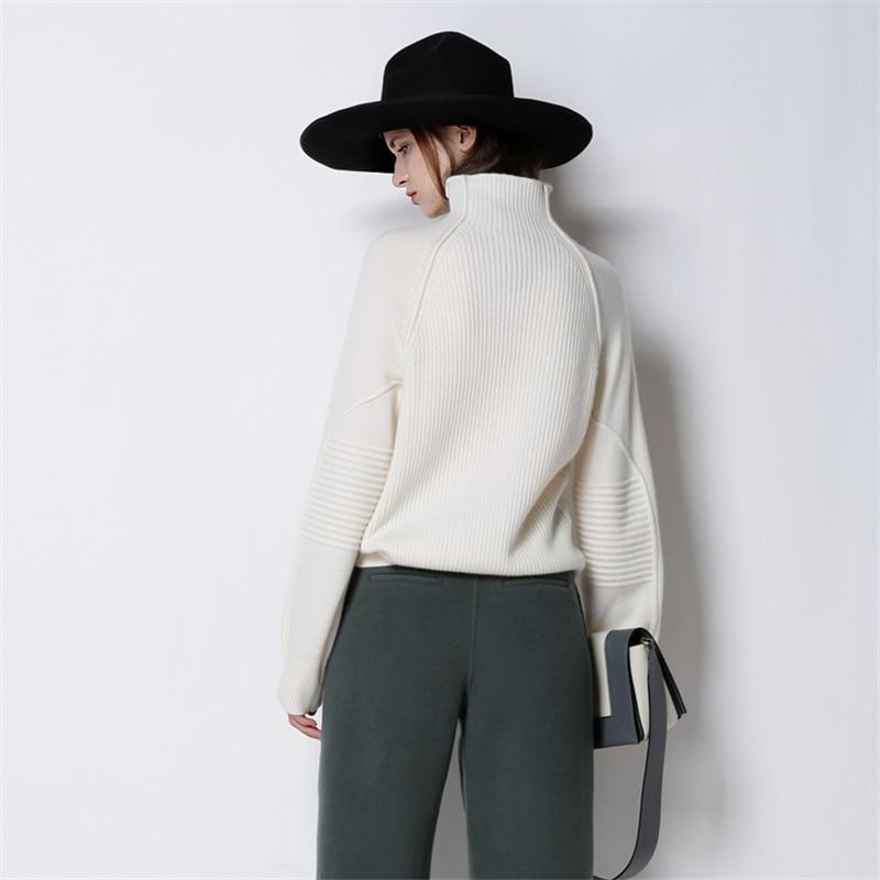 Cashmere Sweater Women High-Collar Thickened Pullover Loose Sweater Large Size Knitted Wool Shirt