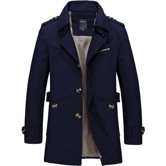 Men Fashion Jacket Coat Spring Men's Casual Fit Wild Overcoat Jacket Solid Color Trench Coat