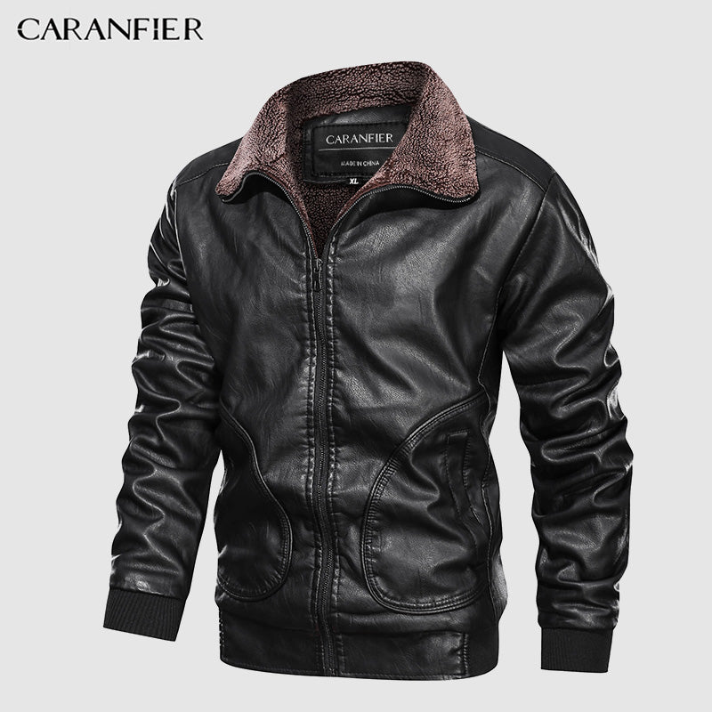 Mens Leather Jackets Motorcycle Stand Collar Zipper Pockets Male US Size PU Coats Biker Faux Leather Fashion Outerwear
