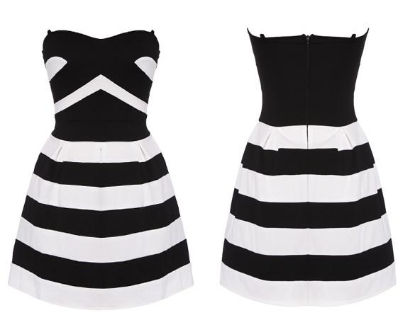 Stitching Strapless Stripe Mini Dress - MeetYoursFashion - 5