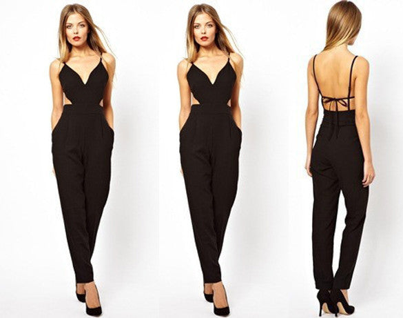 Ladies Sleeveless Sexy V-Neck Backless Jumpsuits - MeetYoursFashion - 3