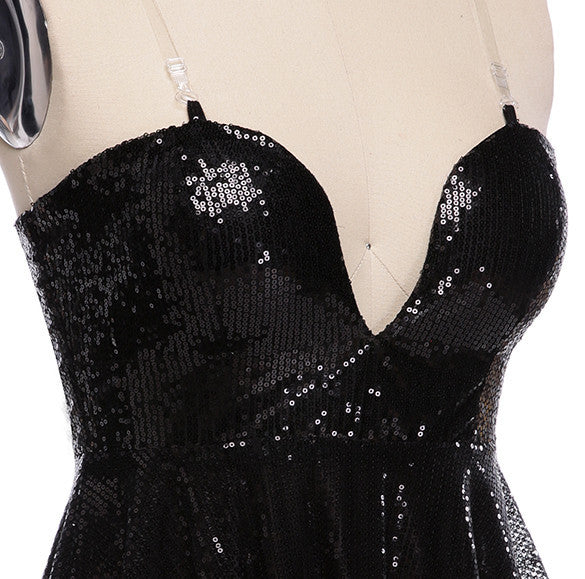 Strapless Backless Slim Fitting Padded Sequin Dress - MeetYoursFashion - 5