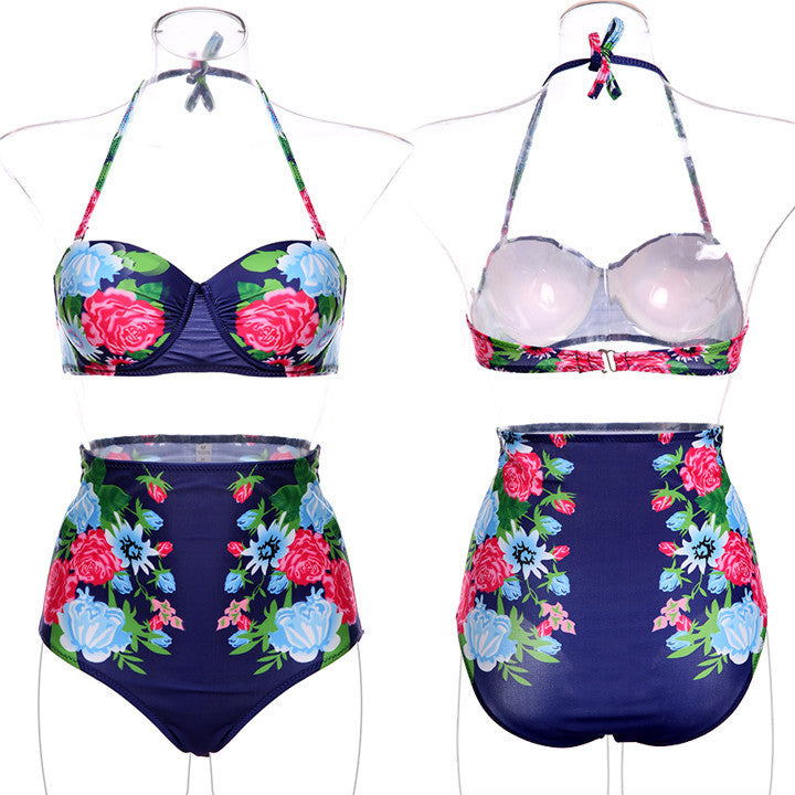 Floral Printing Bra Underwear Bikini Set Swimwear - MeetYoursFashion - 2