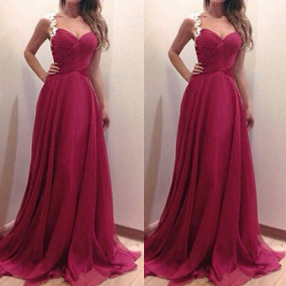 High Waist Sleeveless Straps Long Party Prom Dress - MeetYoursFashion - 1