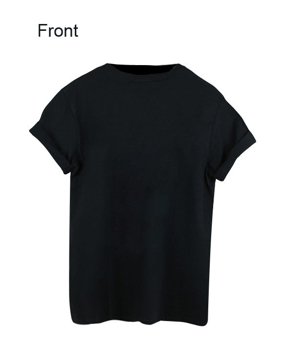 Back Print Plus Size Short Sleeves Black Loose T-shirt - MeetYoursFashion - 4