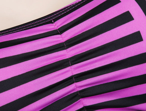 Strapless Striped High Waist Slim Bikini Set Swimsuit - Meet Yours Fashion - 8