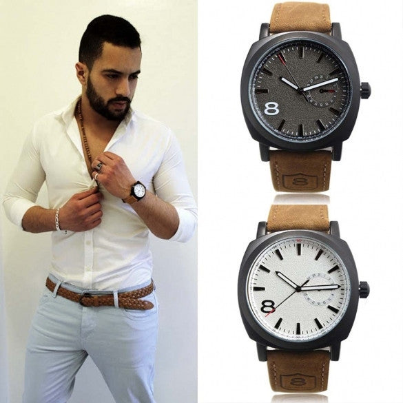 Army Military Style Men's Watches Leather Strap Quartz Watch Wrist Watch - Meet Yours Fashion - 3
