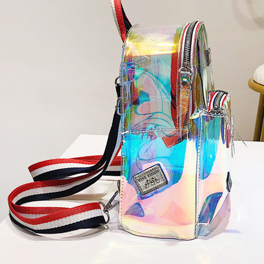 Hot Sale Girls Transparent See Through PVC Mini Backpack Cute School Bags Lovely Cute Laser Jelly Schoolbag