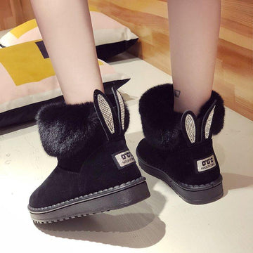 Suede Fur Round Toe Flat Snow Boots