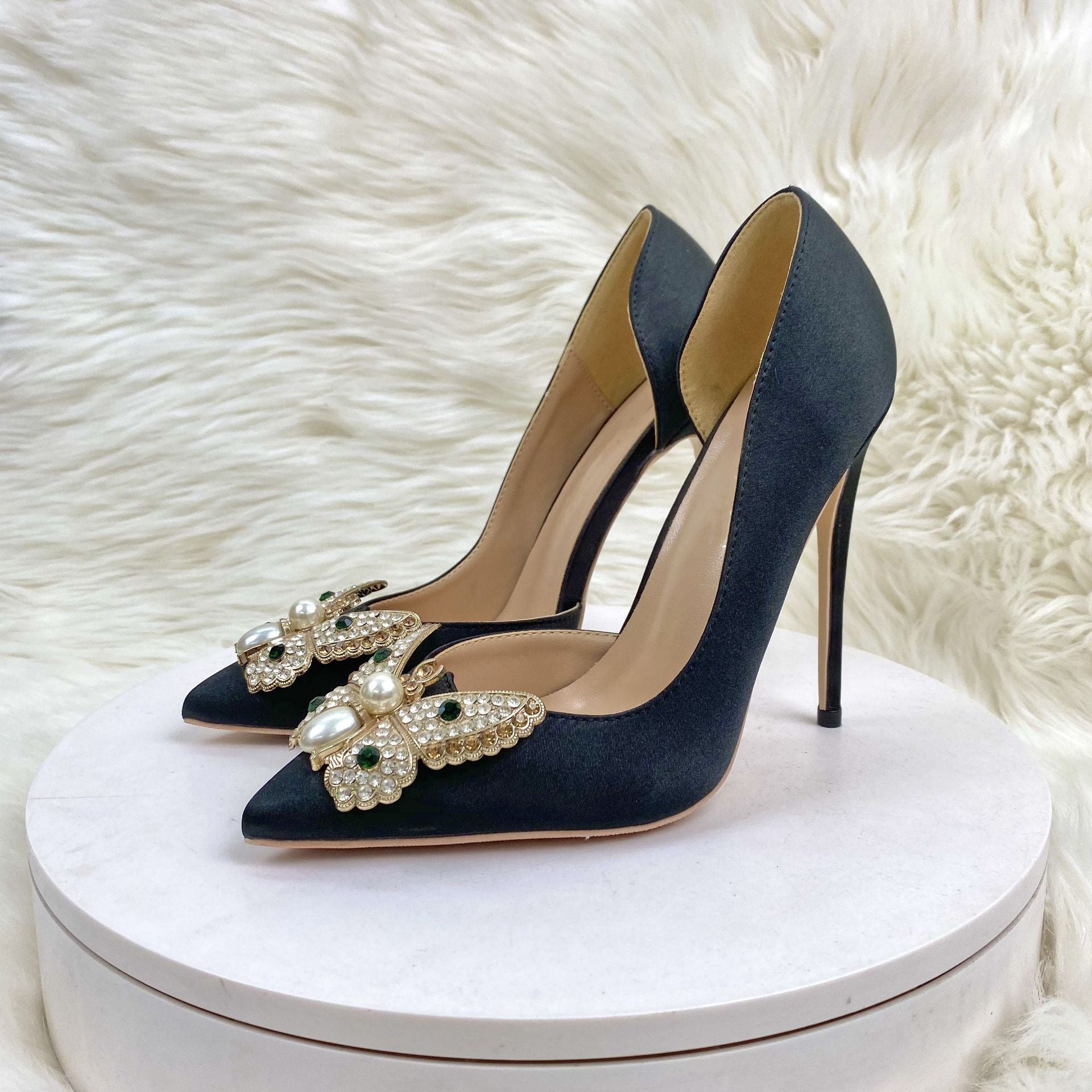 Stiletto Heels Shoes | Pointed Toe Shoes | Rhinestone Shoes
