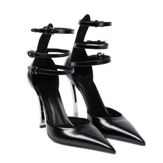 New Stylish Stiletto Pointed-Toe Patent Leather Sandals