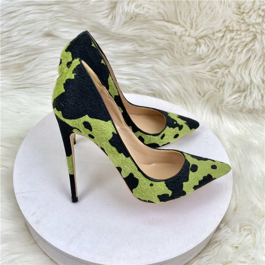 Camouflage Graffiti Pointed-Toe Versatile Stiletto Heels Shoes