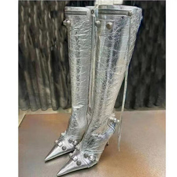 Metallic Boots | High Shaft Boots | Stiletto Tassel Boots
