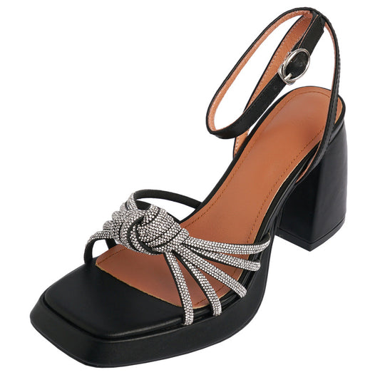 Summer Rhinestone Fairy Style Open Toe High Heel Platform Sandals