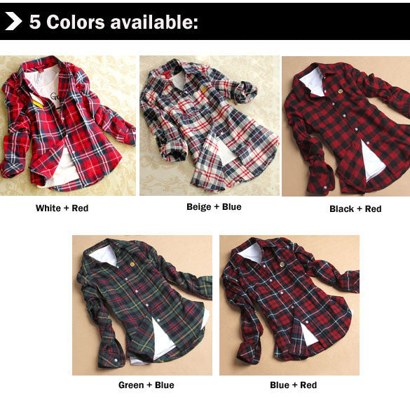 Button Cotton Lapel Shirt Plaids Flannel Shirt - MeetYoursFashion - 8